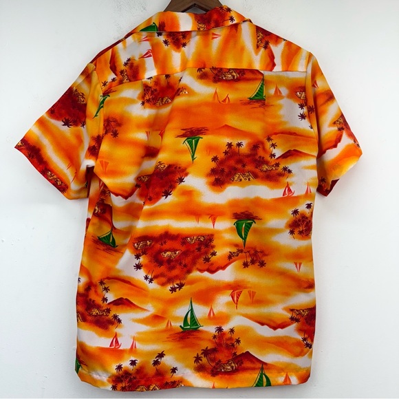 Vtg Made In Hawaii size Medium Men’s Orange Tropical Beach Sunset Hawaiian Shirt - Picture 5 of 5